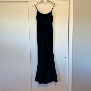Everything I Do Navy Blue Velvet Cowl Neck Mermaid Maxi Dress